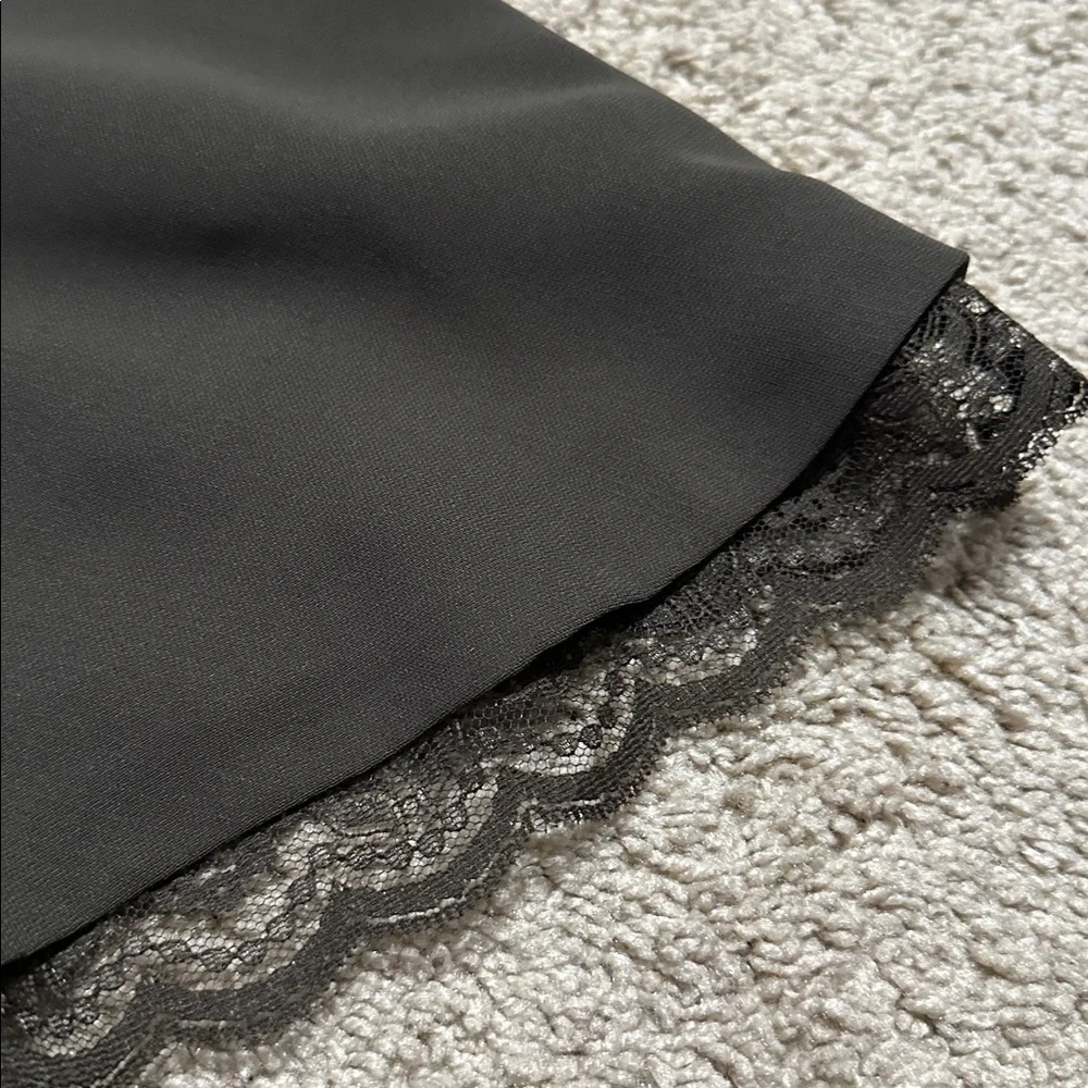 Zara Brown Midi Fit Flare Skirt Lace Detail on Bottom size 6